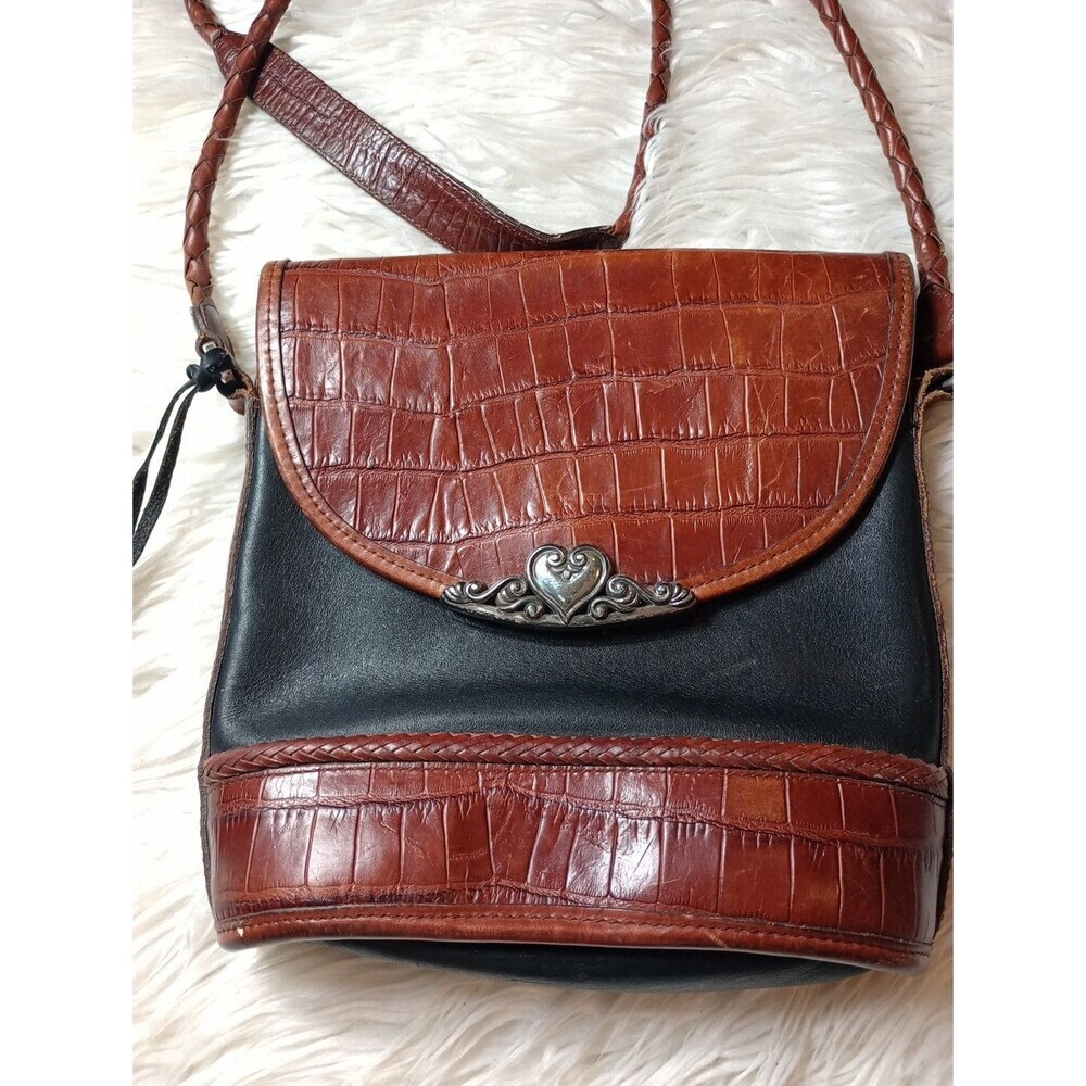 Brighton Vintage Brown Croc Leather Western Shoulder Bag No. 843895 - Picture 3 of 16